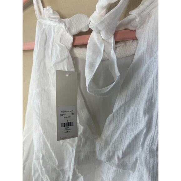 Francesca's Blue Rain white open back tie halter mini dress Medium NWT - Picture 4 of 6
